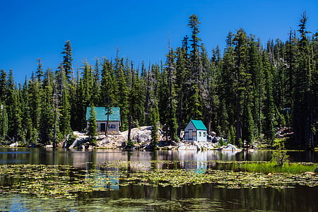 california, cottages, cabins, lake, water, reflections, vacation