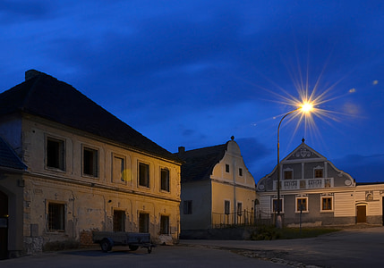 arkitektur, natt, ljus, radošovice, landsbygd