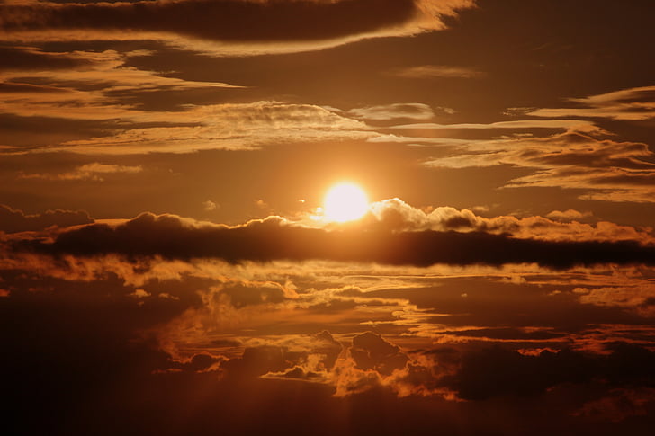 Захід сонця, НД, Sunbeam, abendstimmung, вечірнє небо, Встановлююче сонце, хмари