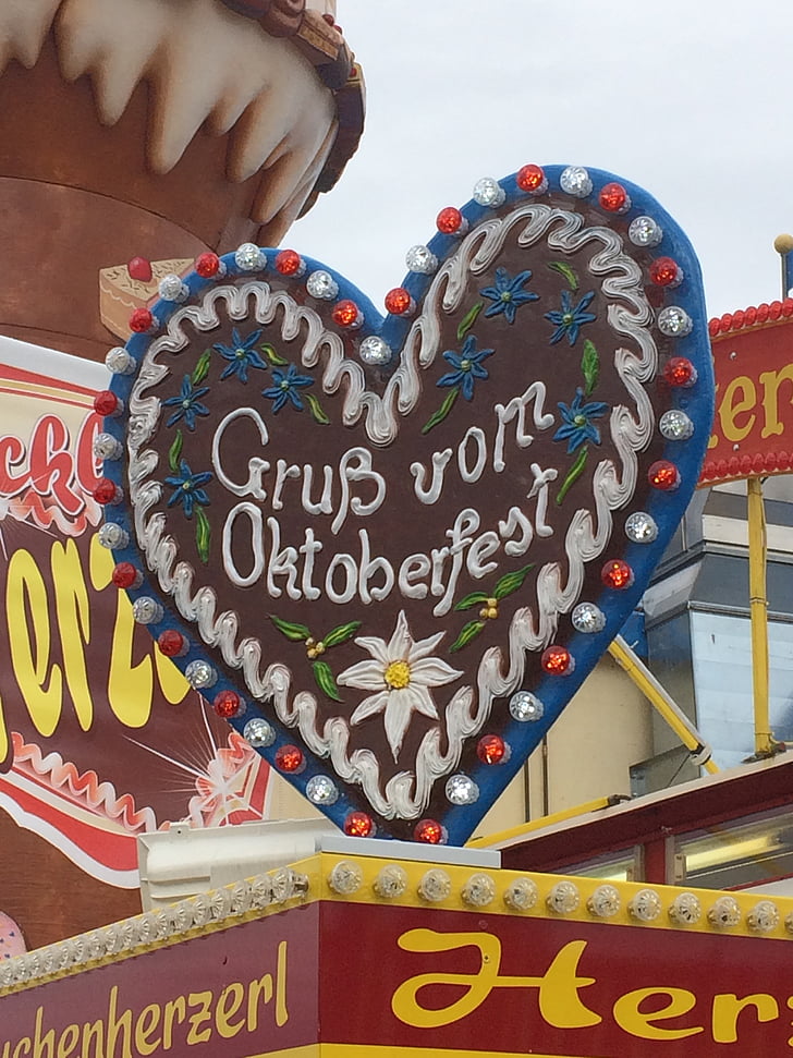Oktoberfest, cuore, saluto, festa popolare, cuore di Pan di zenzero, dolce