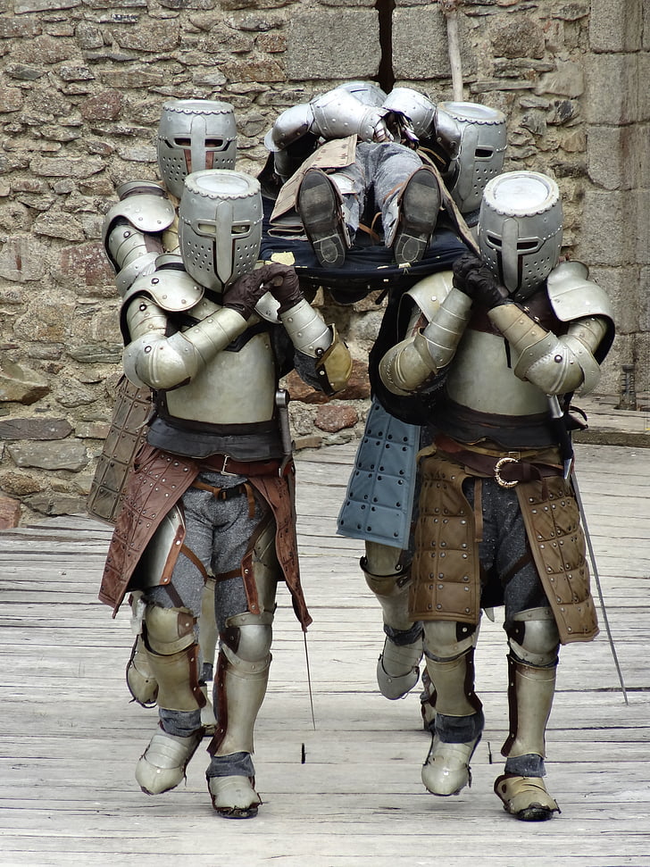 Cavaleiros, medieval, cadáver, Armor, capacete, cavalheirismo, funeral