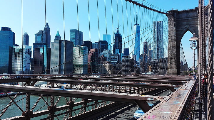 New York-i, Brooklyn, híd, Egyesült Államok, Brooklyn-híd, város, nézet