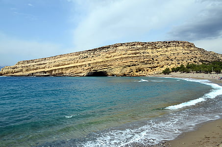 Creta, Matala, isla griega, Cuevas, roca, mar, vacaciones