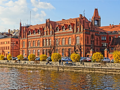 glavni poštanski ured, Bydgoszcz, uz rijeku, zgrada, spomenik, arhitektura, povijesne