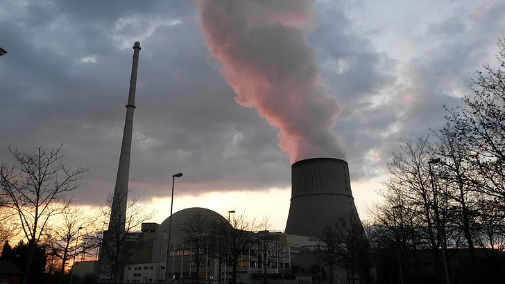 planta de energía nuclear, energía nuclear, noche, Emsland