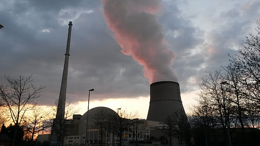 nhà máy điện hạt nhân, điện hạt nhân, buổi tối, Emsland