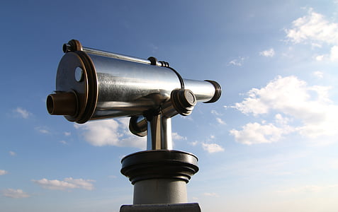 telescope, sky, cyan, silver, coins telescope, viewpoint, binoculars