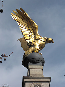 fågel, staty, guld, London, England, Storbritannien