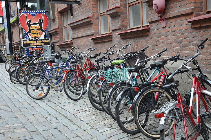 kerékpárok, Finnország, diák, Egyetem, Tampere