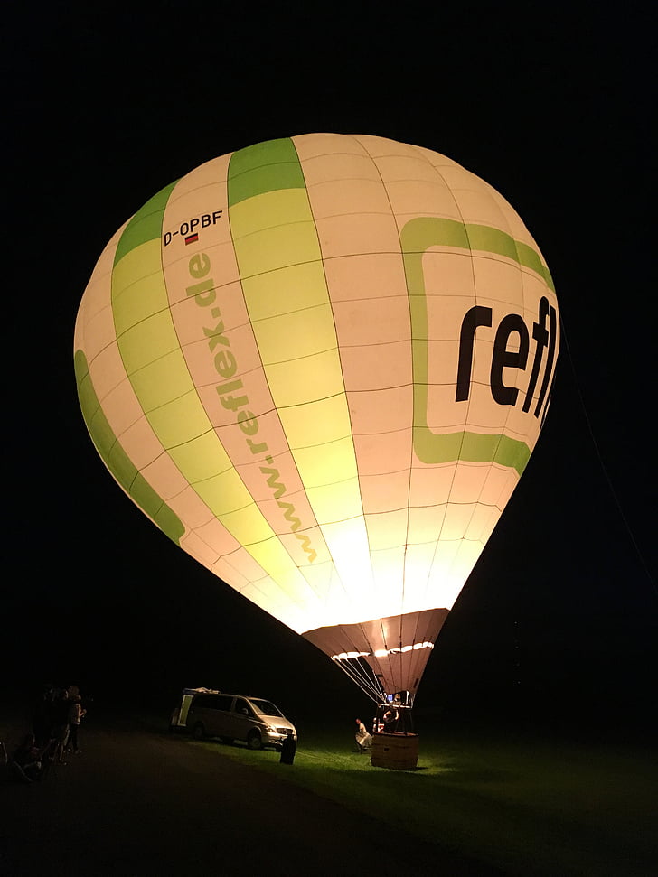 varmluftsballong, natt fotografi, fly, fritid, Air sports, ballong