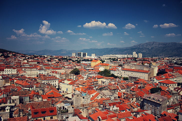 split, croatia, rooftops, cityscape, architecture, europe, city