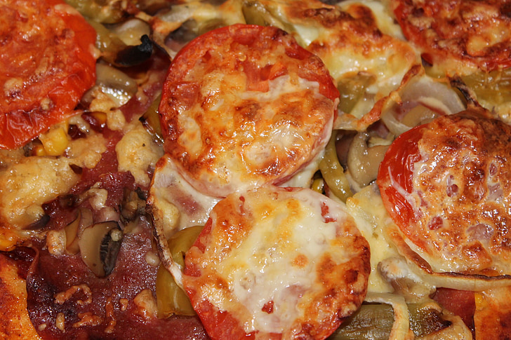 pizza, Mozarella, scalloped, ost, mat, italiensk, lunsj