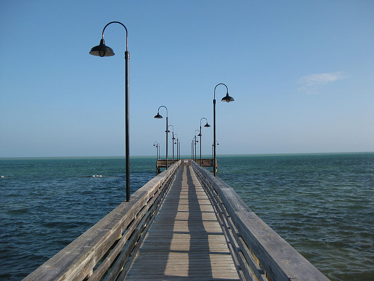 florida, coast, bridge, water, sea, getaway, lamp