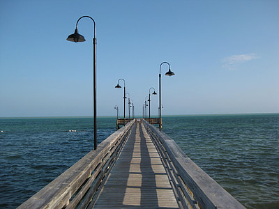 Florida, Costa, ponte, água, mar, fuga, lâmpada