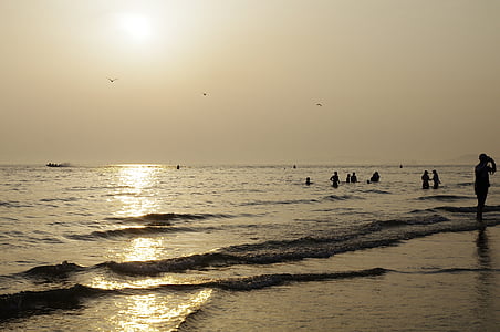 tramonto, mare, costa occidentale, Repubblica di Corea, paesaggio, spiaggia, acqua