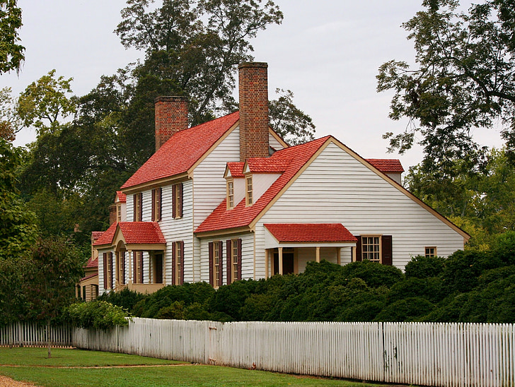 역사적인 집, 홈, 박물관, 윌리엄스버그, 18 세기, 아키텍처, 조지 커 집