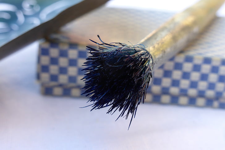 spazzola, blu, fibre, viola, setole, pennello, strumento di lavoro