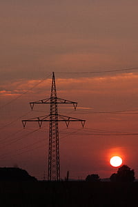 linhas eléctricas, pilões, polos de poder, atual, cabo, linha de energia, fonte de alimentação