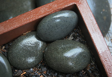kiviä, sileä, suuri, harmaa, kiiltävä, märkä, laatikko