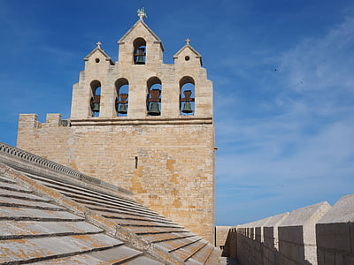 Notre-dame-de-la-mer, l'església, sostre de l'església, campanar, edifici, arquitectura, església fortificada