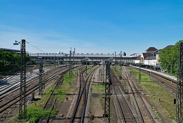 Дармштадт, Центральный вокзал, Гессен, Германия, gleise, Железнодорожная станция, Европа