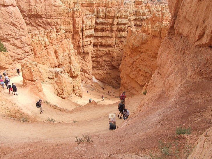 Bryce canyon, hẻm núi, đi bộ đường dài, mọi người, khách du lịch, thu hút, Thiên nhiên