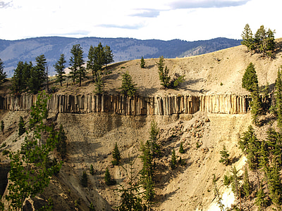 erosion, yellowstone national park, wyoming, usa, landscape, scenery, tourist attraction