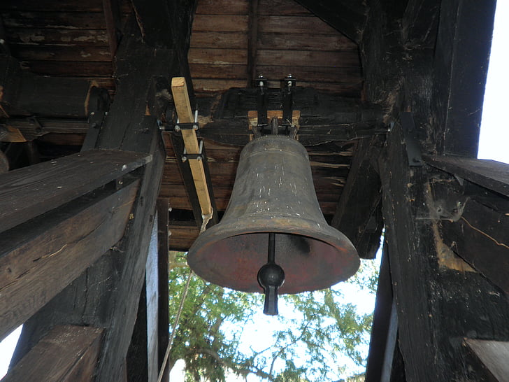 Bell, kyrkan, metall, gamla, ön Usedom