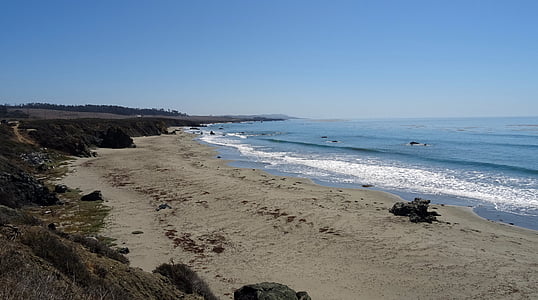 tenger, óceán, csendes-óceáni, tengerpart, Beach, San simeon, California