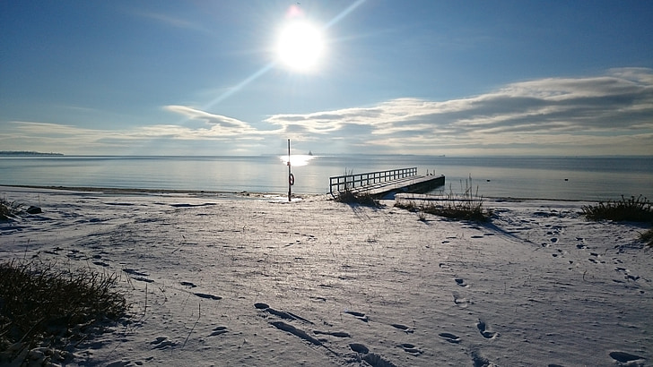 městě Råå beach, Zimní, Skane