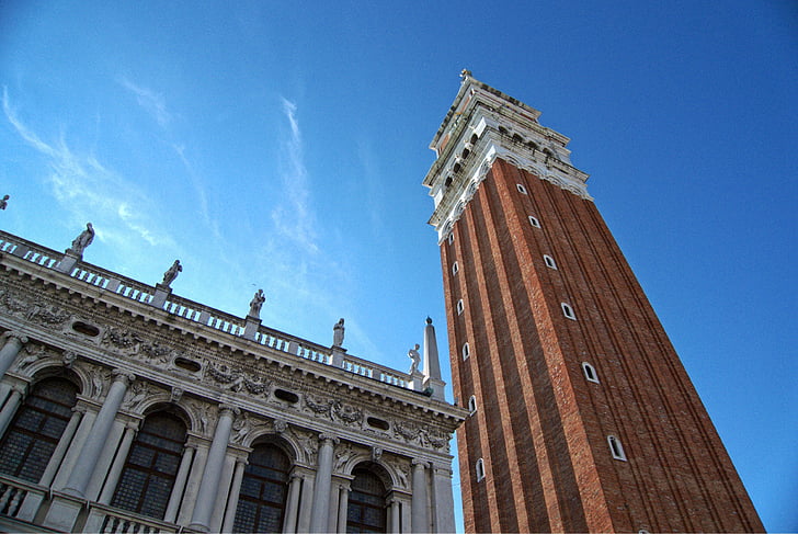 Venezia, Campanile, Marco, merker, San, tårnet, landemerke