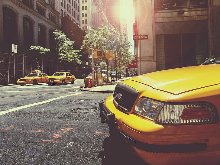 タクシー, 車, 市, 運転, ニューヨーク, ニューヨーク市, ストリート
