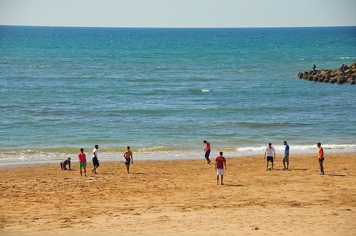 Μαρόκο, assilah, παραλία, Ποδόσφαιρο, στη θάλασσα, Άμμος, άτομα