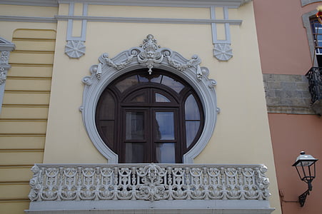 okno, balkon, baročni, verschnörkelt, fasada, stavbe, domov