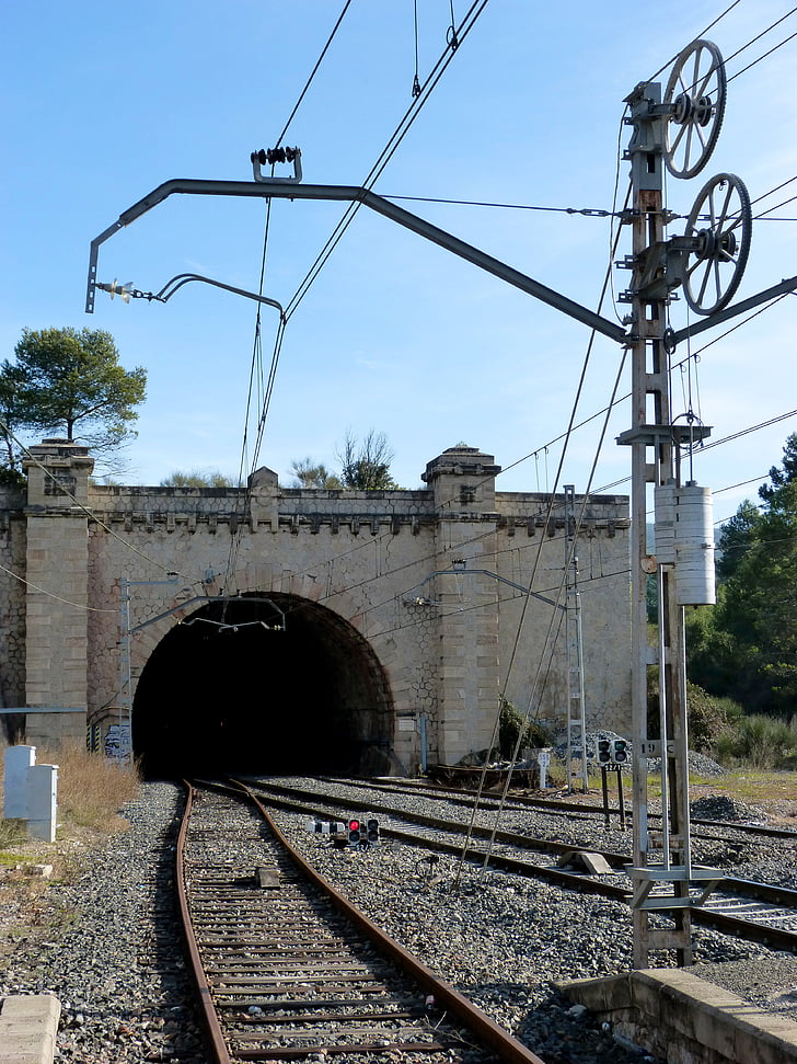 tunelis, kontaktinio tinklo, geležinkelio, stotis, keliai