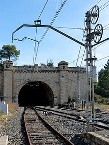 tunel, catenară, cale ferată, staţia de, căi
