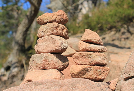steinmann, signpost, balance, stones, nature, cairn