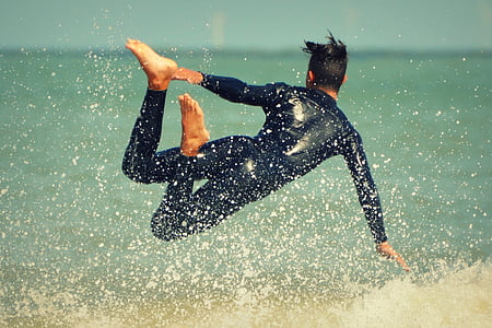 surfista, ondas, homem, pessoas, mar, ação