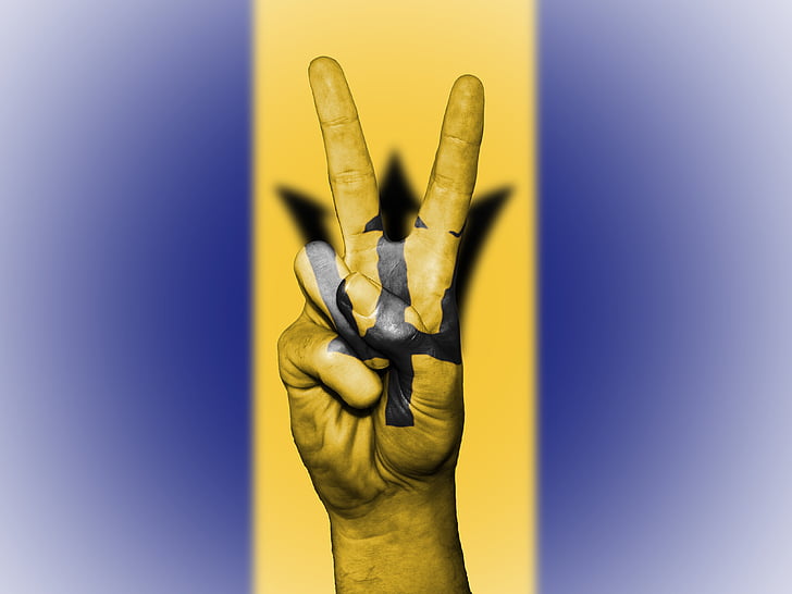 Barbados, flagga, fred, bakgrund, banner, färger, land