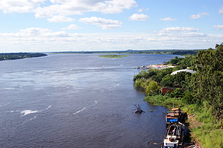 Река, Рио Парагвай, корабль, воды, джунгли, Парагвай, Южная Америка