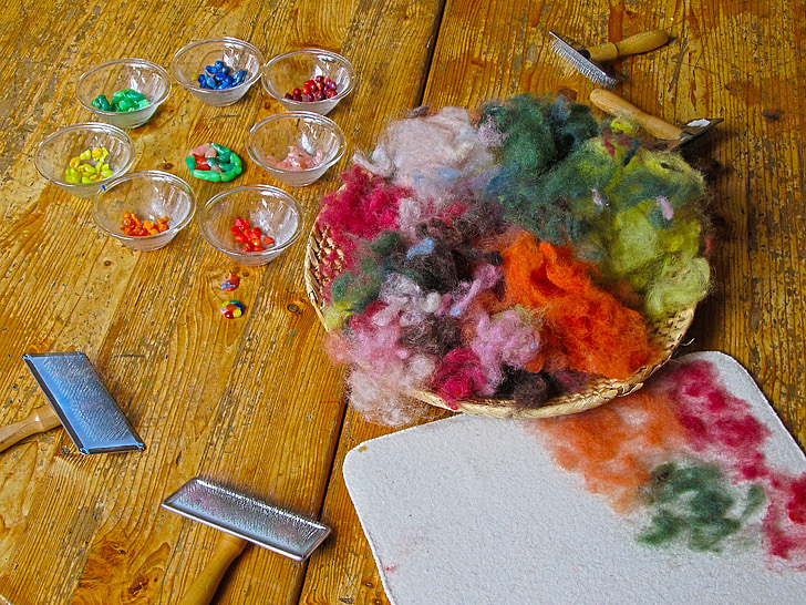 crafts, wool, kindergarten, colors
