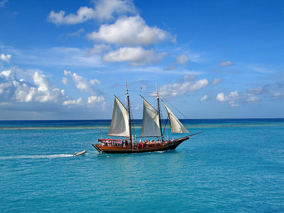 Aruba, ön, kariberna åt mängder, segelbåt