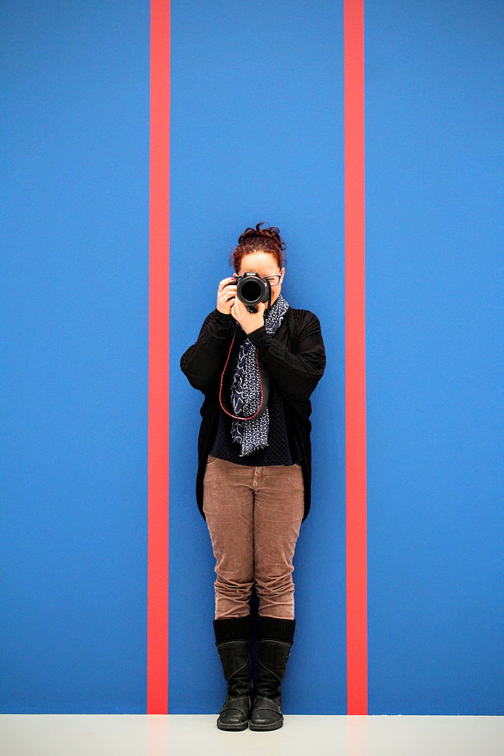 photographe, rayures horizontales, arrière-plan, fond d’écran, bleu, rouge, Stripes