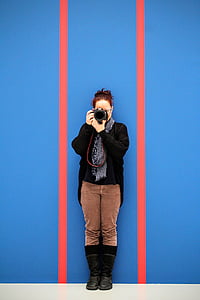 Fotograf, horizontale Streifen, Hintergrund, Tapete, Blau, rot, Streifen