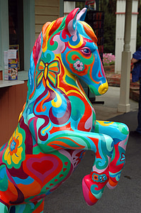 боядисани кон, художествени, цветни, кон, декорация, боядисани, цвят