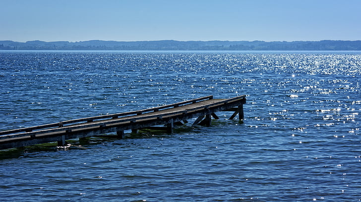 Slnečné svetlo, zrkadlenie, vody, jazero, Boardwalk, Pier, široký