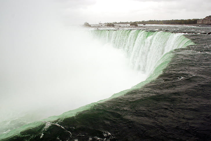 Kanada, Niagara, Wodospad Canadian falls, Zatoka, chmury, niebezpieczeństwo, Pokaż