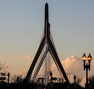висящ мост, Бостън, мост, слънце, залез, забележителност, архитектура
