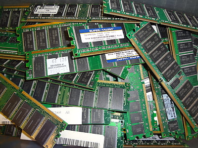 RAM, mémoire, circuits, carte verte, résistances, électroniques, technologie