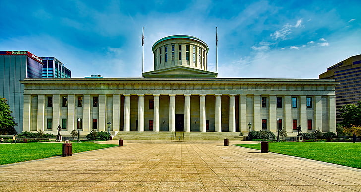 Ohio statehouse, Kapitolija, Columbus, pilsēta, pilsētas, ēka, centrs